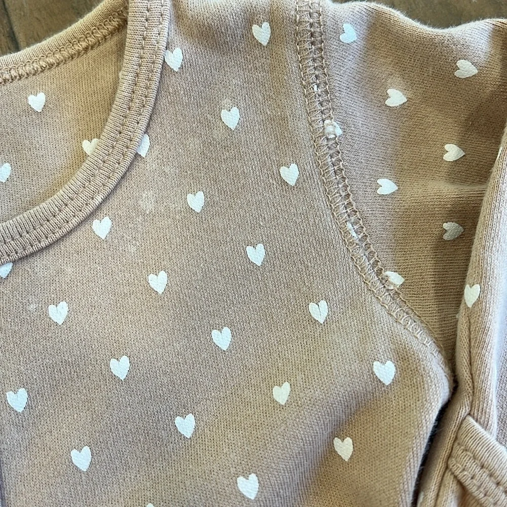 Quincy Mae neutral heart print sleeper
